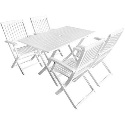 Picture of Outdoor Furniture Dining Set - Set of 5 Acacia Wood White