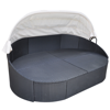 Picture of Outdoor Furniture Sofa Bed Sun Lounger with Canopy Poly Rattan - Black