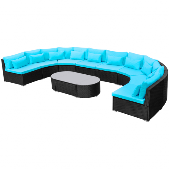 Picture of Outdoor Furniture Sofa Seating Set Poly Rattan - Tropical Blue