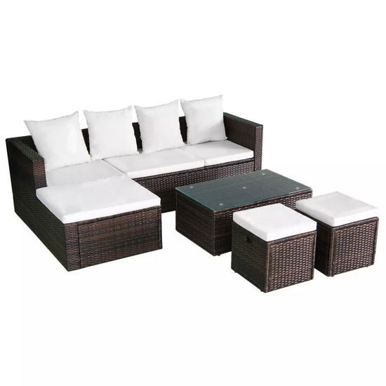 Picture of Outdoor Garden Lounge Set - Poly Rattan - Brown