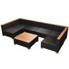 Picture of Outdoor Garden Lounge Set - Poly Rattan WPC Top - Black
