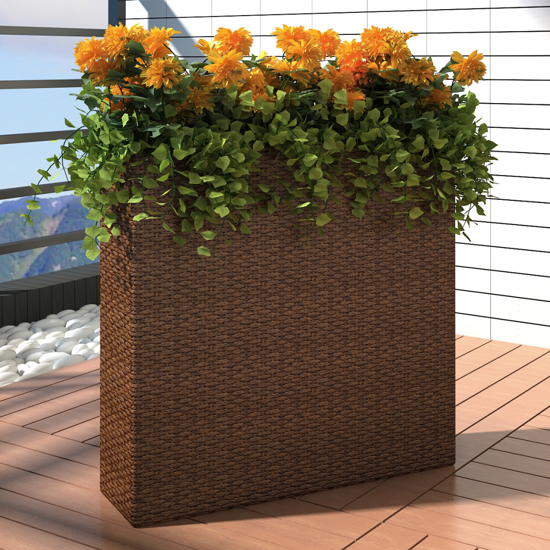 Picture of Outdoor Garden Rectangle Rattan Planter Set - Brown