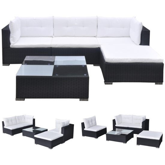 Picture of Outdoor Garden Sofa Set Black Poly Rattan - 14 Piece