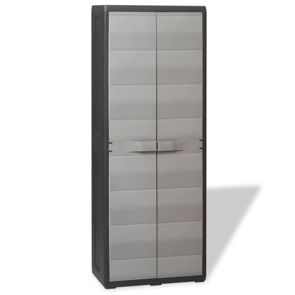 Picture of Outdoor Garden Storage Cabinet with 3 Shelves - Black and Gray