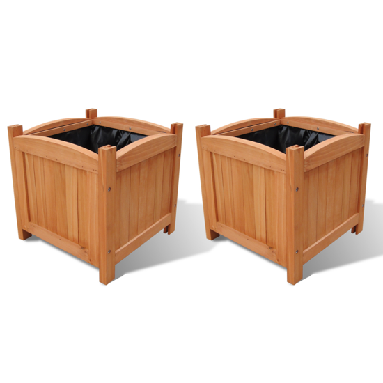Picture of Outdoor Garden Wooden Planters 11.8" x 11.8" x 11.8" - 2 pcs