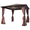 Picture of Outdoor Gazebo with Brown Curtain Aluminum 10' x 10' Weather-resistant