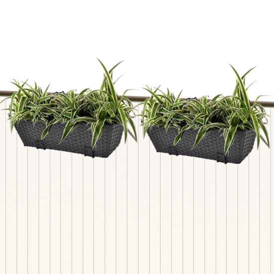 Picture of Outdoor Hanging Rattan Planter Set 20"- 2 pcs Black