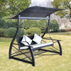 Picture of Outdoor Hanging Swing Chair with Roof Glider Hammock Chair Rattan Wicker - Black