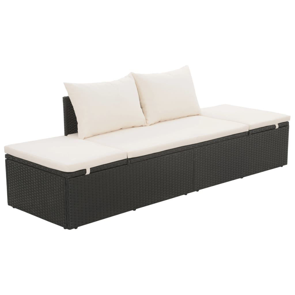 Affordable Variety / Outdoor Lounge Bed 76" Poly Rattan Black