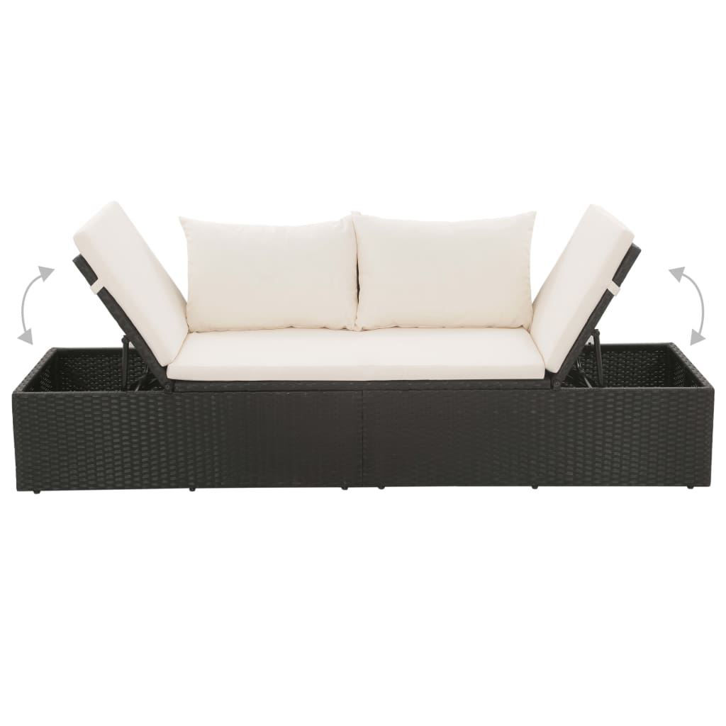 Affordable Variety / Outdoor Lounge Bed 76" Poly Rattan Black