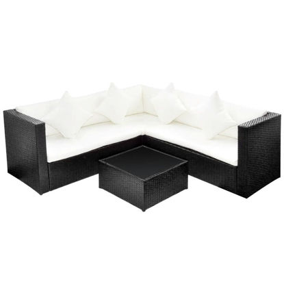 Picture of Outdoor Lounge Set - Poly Rattan - Black