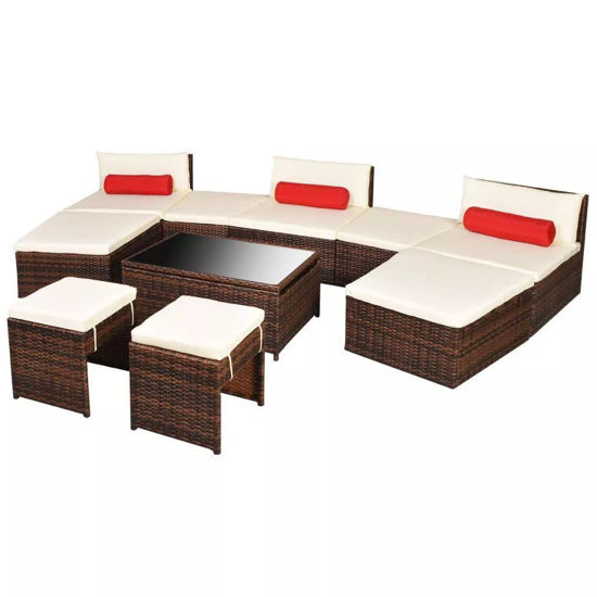 Picture of Outdoor Modular Garden Lounge Set - Poly Rattan - Brown