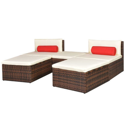 Picture of Outdoor Modular Sun Lounger Set - Poly Rattan - Brown
