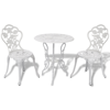 Picture of Outdoor Patio Furniture Bistro Set Antique Rose Design Cast Aluminum - White