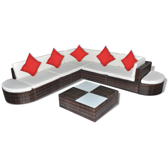 Picture of Outdoor Patio Garden Furniture Lounge Seat Set Poly PE Wicker Rattan - 8 pcs