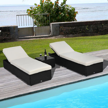 Picture of Outdoor Patio Loungers with Side Table - 3 Pcs