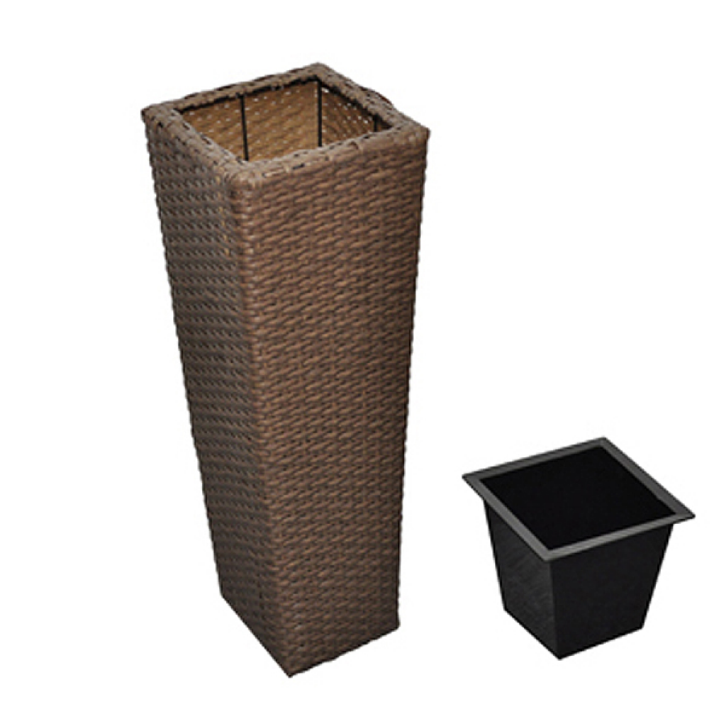 Affordable Variety / Outdoor Rattan Flower Pots Brown 3 Psc