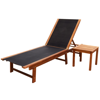 Picture of Outdoor Recliner Chaise Chair Sun Lounger with Table - Black