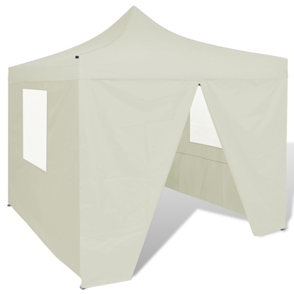 Picture of Outdoor Tent 10' x 10' with 4 Walls Foldable Canopy Gazebo - Cream