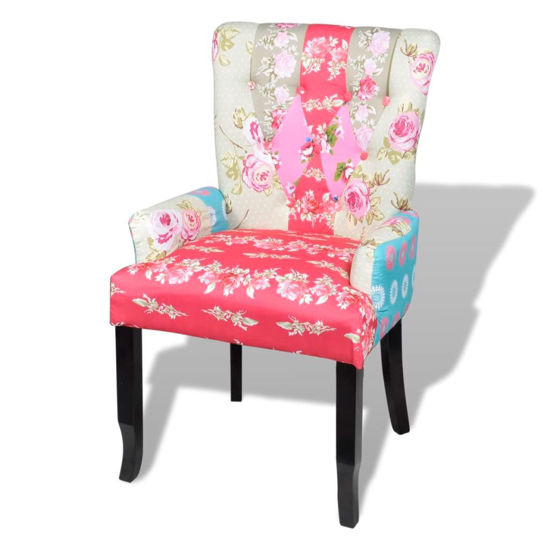 Picture of Patchwork Chair Upholstered Armrest Relax Multi Coloured