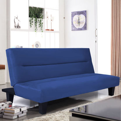 Picture of Recliner Lounger Microfiber Futon Folding Couch Sofa Bed 6" Mattress Sleep Blue