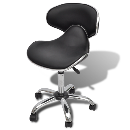 Picture of Salon Spa Stool with Backrest Curved Design - Black