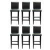 Picture of Set of 6 Modern Black Bar Stools Artificial Leather