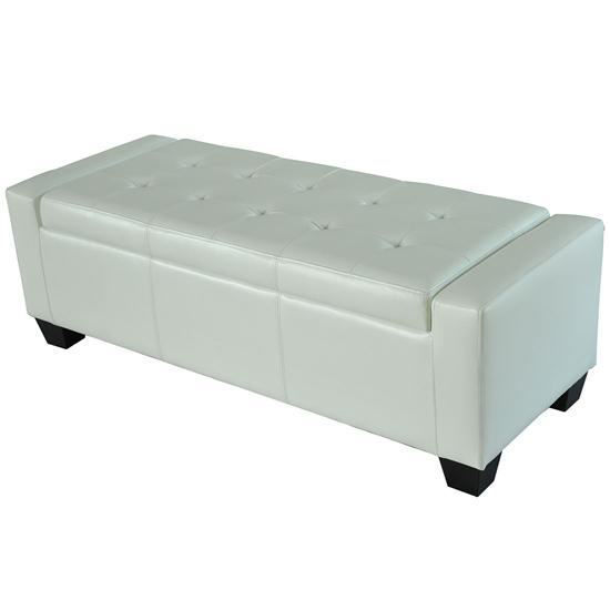 Picture of Living Room Shoe Bench Ottoman - White