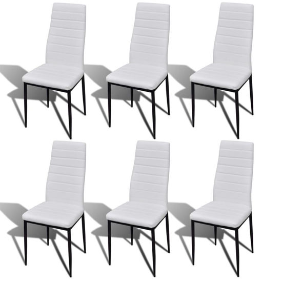 Picture of Slim Line Dining Chairs 6 pcs Artificial Leather White