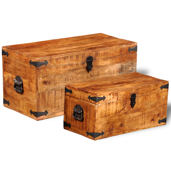 Picture of Storage Chest Set of 2 - Rough Mango Wood