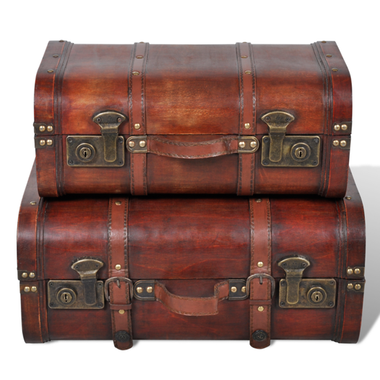 Picture of Wooden Storage Chest - 2 Pcs Brown