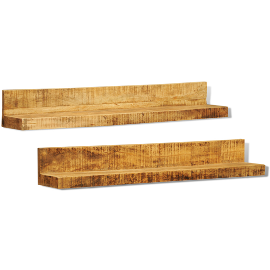 Picture of Wall Mounted Display Shelf - 2 pcs Solid Mango Wood