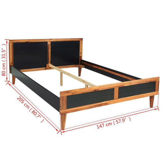 Affordable Variety / Wooden Double Bed Frame Solid Acacia 78" Black