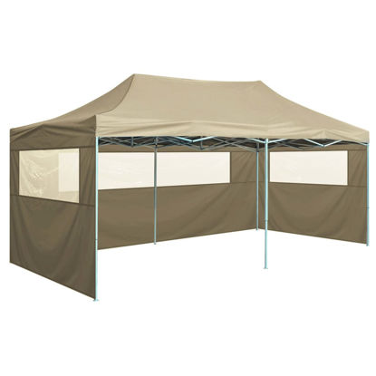 Picture of Outdoor Steel Gazebo Folding Party Tent with 4 Sidewalls - Cream
