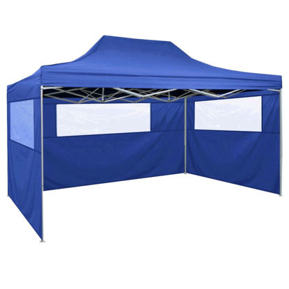 Picture of Outdoor Steel Gazebo Folding Party Tent with 3 Sidewalls - Blue