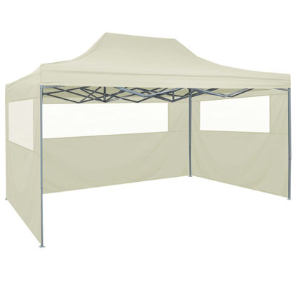 Picture of Outdoor Steel Gazebo Folding Party Tent with 4 Sidewalls - Cream