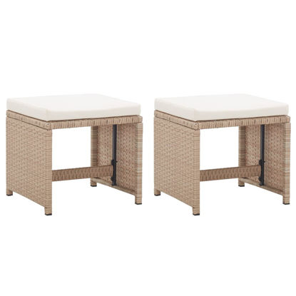 Picture of Outdoor Patio Stools - Beige 2 pcs