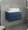 Picture of Lucera 24" Royal Blue Wall Hung Modern Bathroom Cabinet w/ Top & Vessel Sink