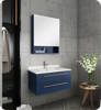 Picture of Lucera 30" Royal Blue Wall Hung Undermount Sink Modern Bathroom Vanity w/ Medicine Cabinet