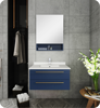 Picture of Lucera 30" Royal Blue Wall Hung Undermount Sink Modern Bathroom Vanity w/ Medicine Cabinet