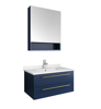 Picture of Lucera 30" Royal Blue Wall Hung Undermount Sink Modern Bathroom Vanity w/ Medicine Cabinet