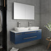 Picture of Lucera 48" Royal Blue Wall Hung Double Vessel Sink Modern Bathroom Vanity w/ Medicine Cabinet