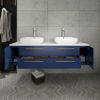 Picture of Lucera 60" Royal Blue Wall Hung Double Vessel Sink Modern Bathroom Vanity w/ Medicine Cabinets