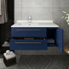Picture of Lucera 36" Royal Blue Wall Hung Modern Bathroom Cabinet w/ Top & Undermount Sink - Left Version