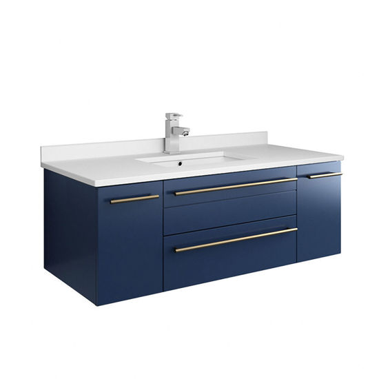 Picture of Lucera 42" Royal Blue Wall Hung Modern Bathroom Cabinet w/ Top & Undermount Sink