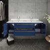 Picture of Lucera 48" Royal Blue Wall Hung Modern Bathroom Cabinet w/ Top & Double Undermount Sinks