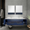 Picture of Lucera 60" Royal Blue Wall Hung Modern Bathroom Cabinet w/ Top & Double Undermount Sinks