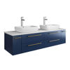 Picture of Lucera 60" Royal Blue Wall Hung Modern Bathroom Cabinet w/ Top & Double Vessel Sinks