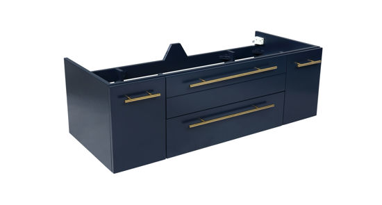 Picture of Lucera 48" Royal Blue Wall Hung Double Undermount Sink Modern Bathroom Cabinet