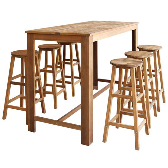 Picture of Wooden Bar Table with Stools - 7pc